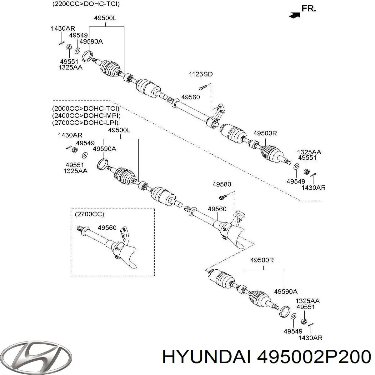Купити 495002P200 Hyundai/Kia Ліва піввісь