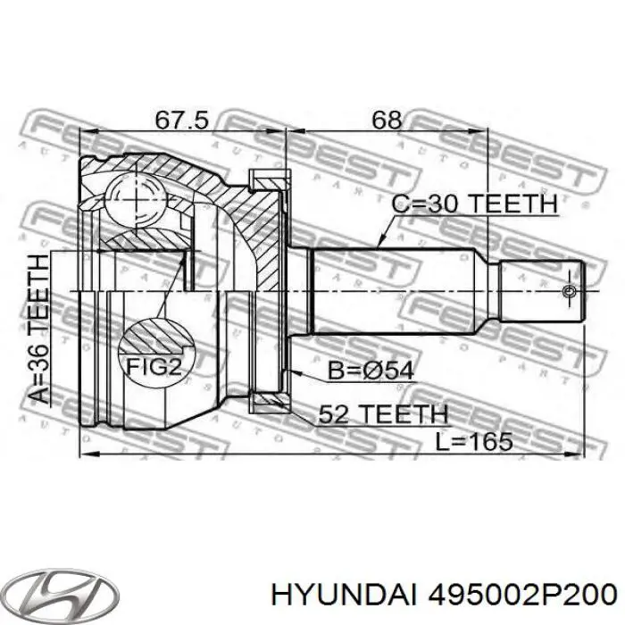 495002P200 Hyundai/Kia Привід лівий