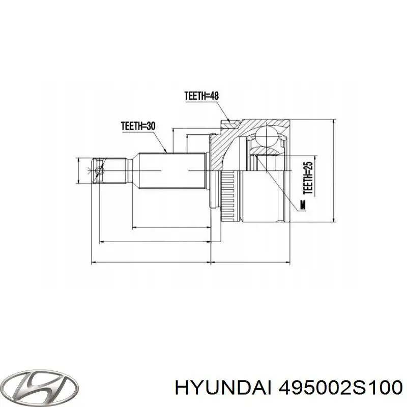 495002S100 Hyundai/Kia піввісь (привід передня, ліва)