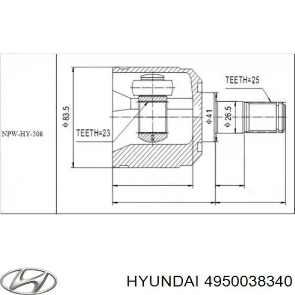 Купити 4950038340 Hyundai/Kia Пильник шарніра приводу