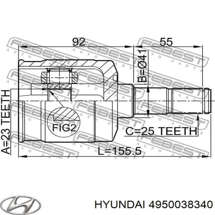 4950038340 Hyundai/Kia Пильник ШРУСа зовнішній, передній піввісі