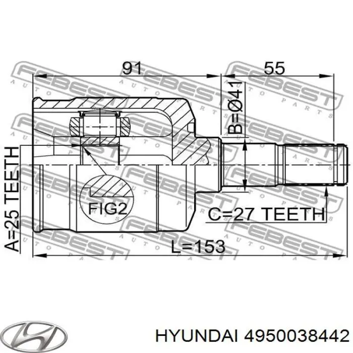 Привід передній лівий Hyundai/Kia 4950038442 ціна, від 69.66 USD