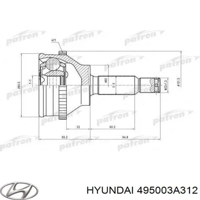 495003A312 Hyundai/Kia Привід лівий