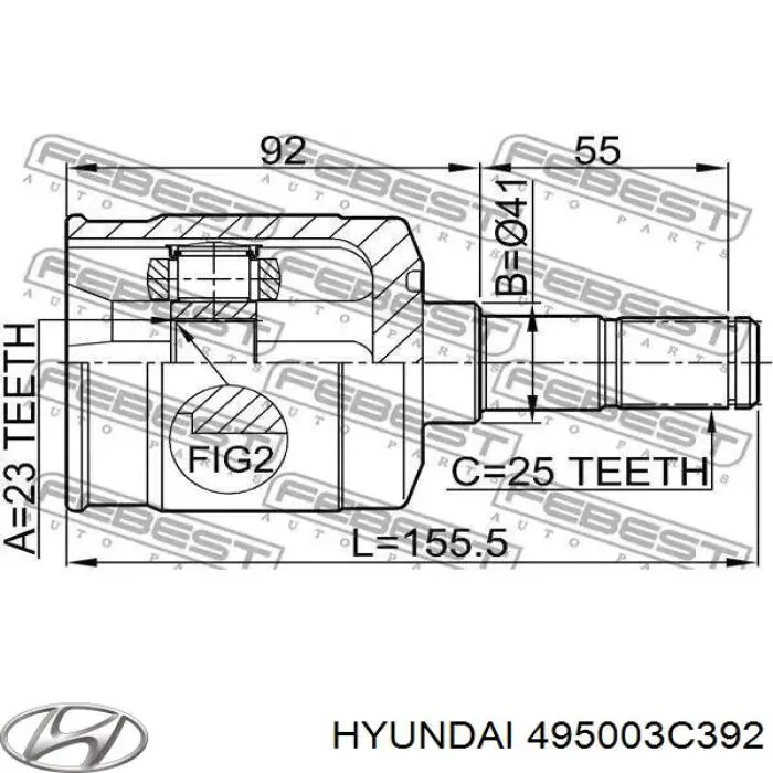Піввісь передня, права Hyundai/Kia 495003C392 ціна, від 169.49 USD