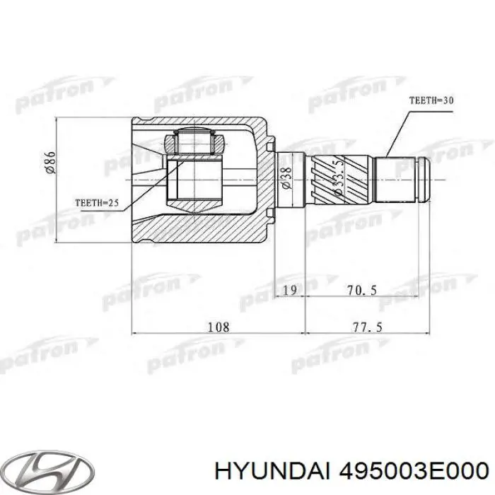 Привід передній лівий Hyundai/Kia 495003E000 ціна, від 50.68 USD