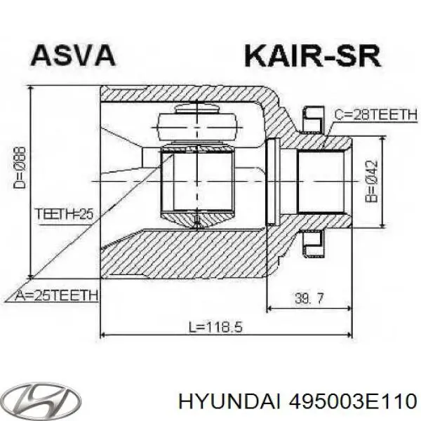 Купити 495003E110 Hyundai/Kia Піввісь права