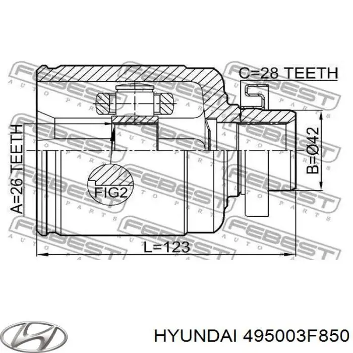 495003F850 Hyundai/Kia Привід передній правий
