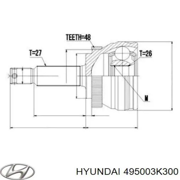 Привід передній лівий Hyundai/Kia 495003K300 ціна, від 49.41 USD