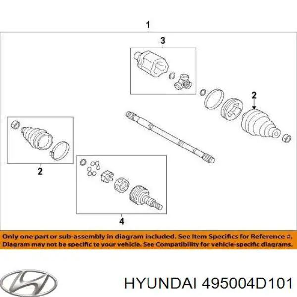 Купити 495004D101 Hyundai/Kia Піввісь права