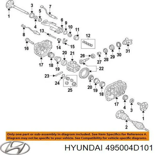 Піввісь передня, права Hyundai/Kia 495004D101 ціна, від 141.08 USD