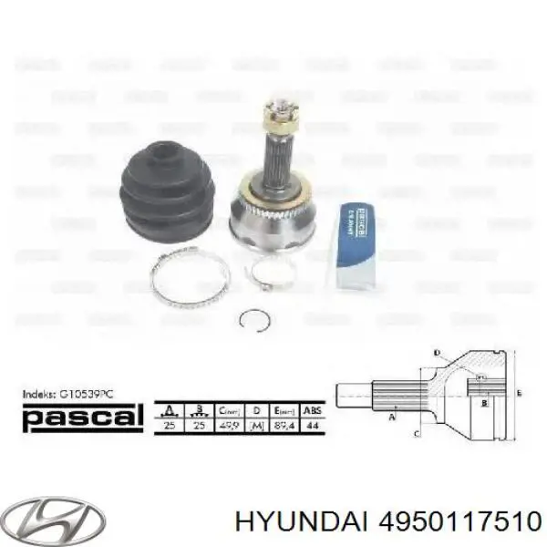 ШРУС зовнішній передній 4950117510 Hyundai/Kia