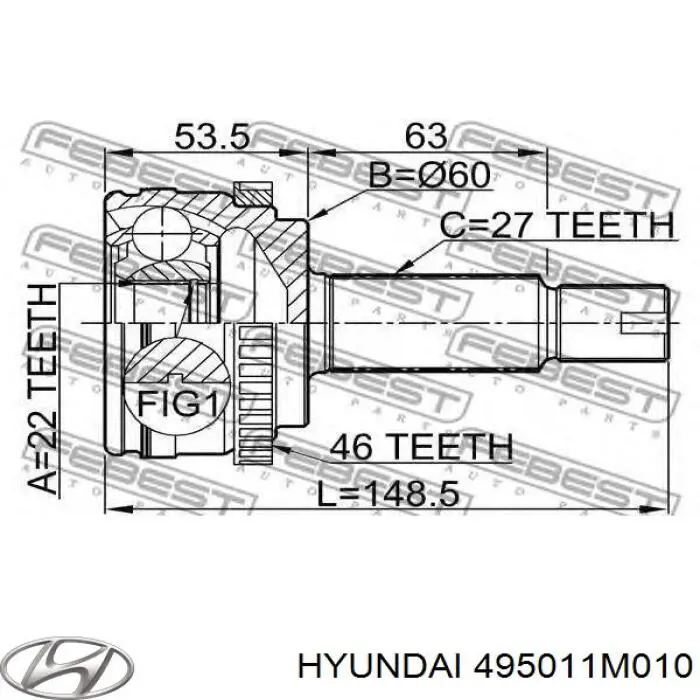 Привід передній лівий Hyundai/Kia 495011M010 ціна, від 13.17 USD