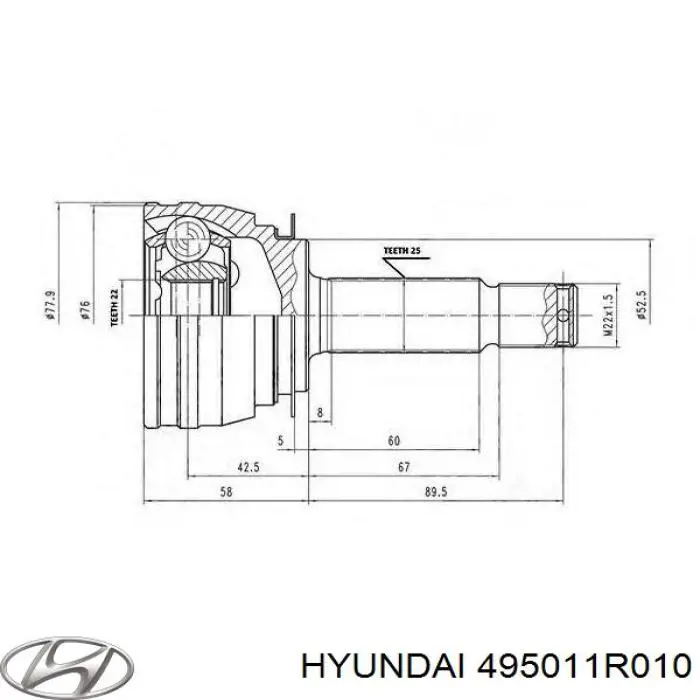Піввісь права 495011R010 Hyundai/Kia