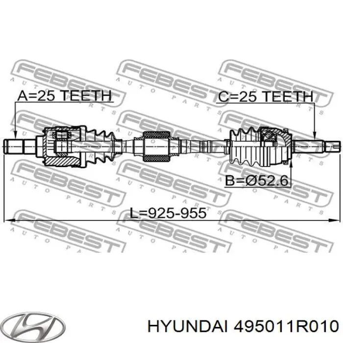 495011R010 Hyundai/Kia Привід передній правий