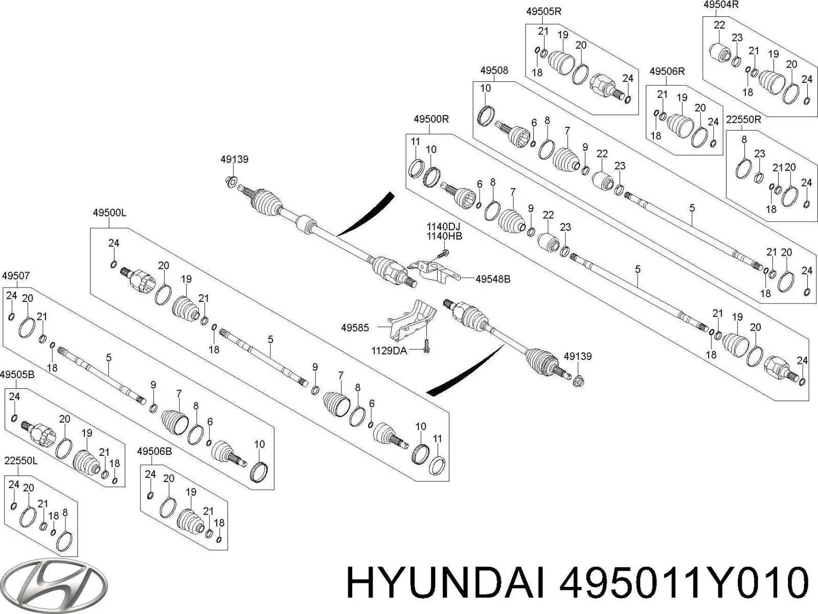 495011Y010 Hyundai/Kia Привід передній правий