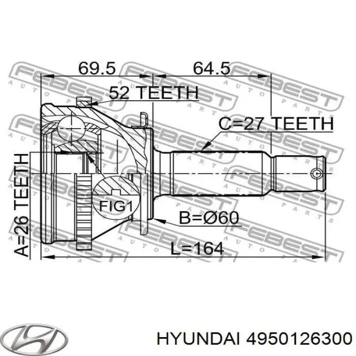 4950126300 Hyundai/Kia шрус зовнішній передній