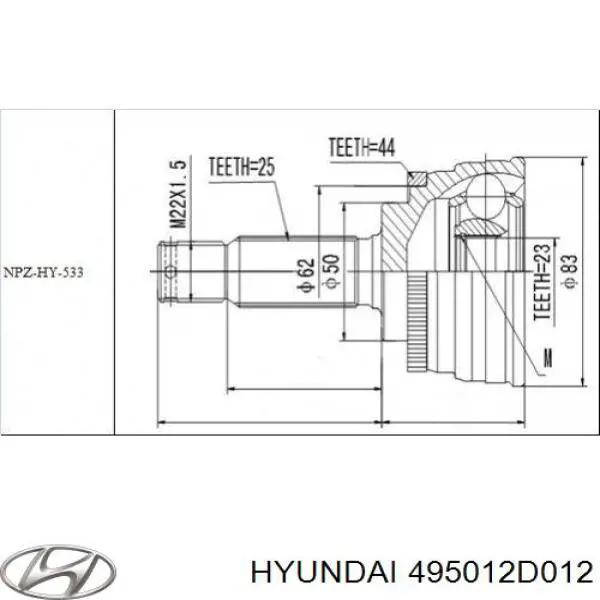 Купити 495002D001 HDK Ліва піввісь