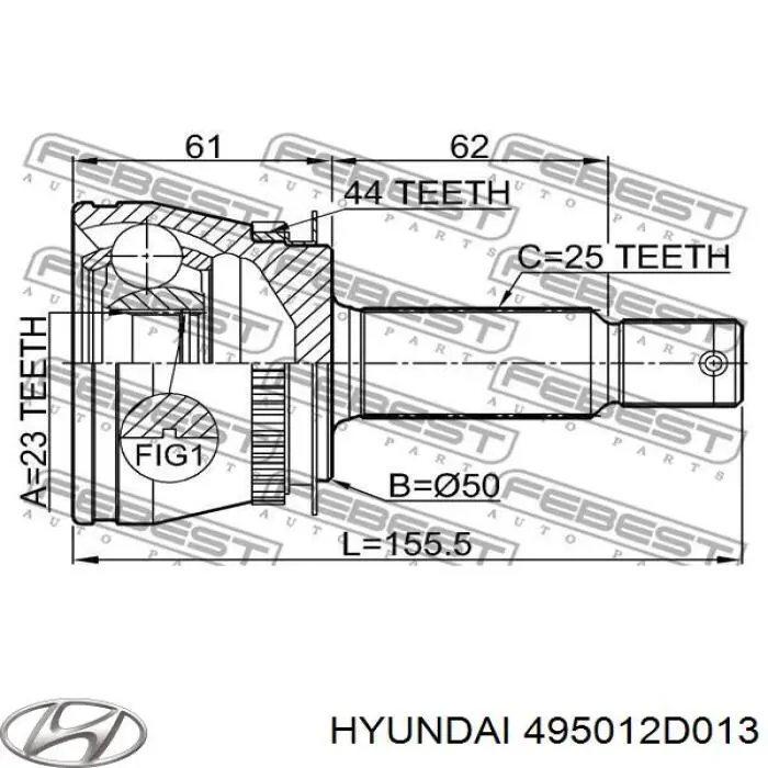 495012D013 Hyundai/Kia Привід лівий