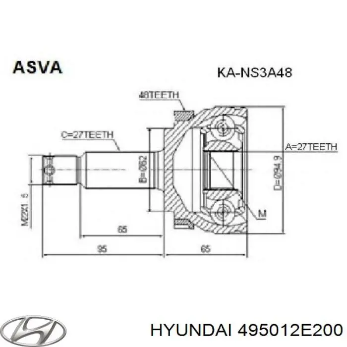 495012E200 Hyundai/Kia ШРКШ зовнішній задній