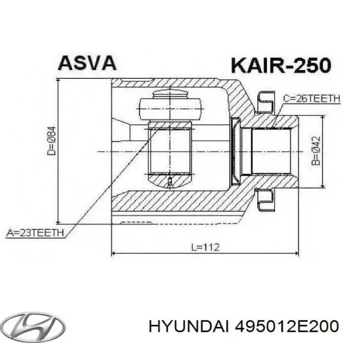 Граната зовнішня задня Hyundai/Kia 495012E200 ціна, від 29.32 USD