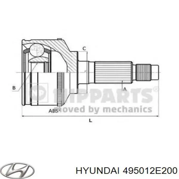 ШРУС зовнішній задній 495012E200 Hyundai/Kia