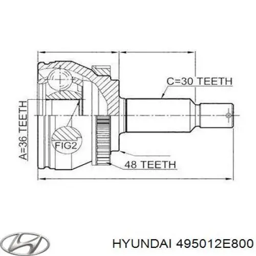 Привід передній лівий Hyundai/Kia 495012E800 ціна, від 56.11 USD