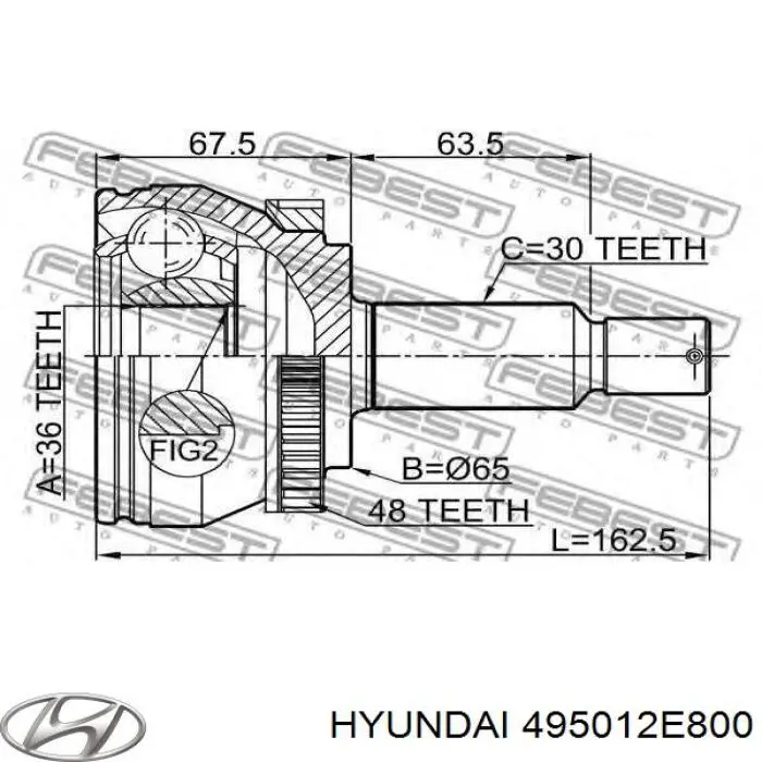 Купити 495012E800 Hyundai/Kia Ліва піввісь