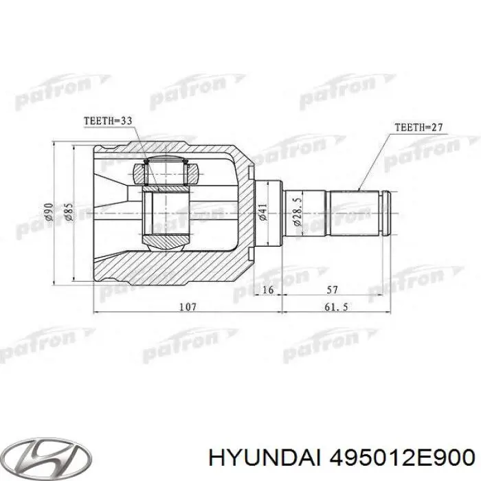 495012E900 Hyundai/Kia піввісь (привід передня, ліва)