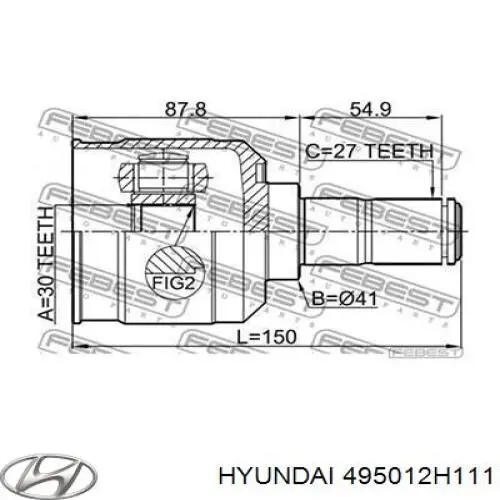 495012H111 Hyundai/Kia Привід лівий