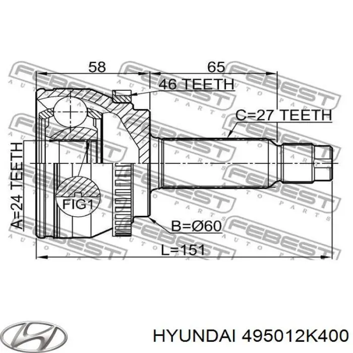 Купити 495012K400 Hyundai/Kia Шарнір приводу зовнішній