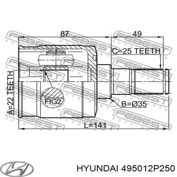 495012P250 Hyundai/Kia Привід передній правий