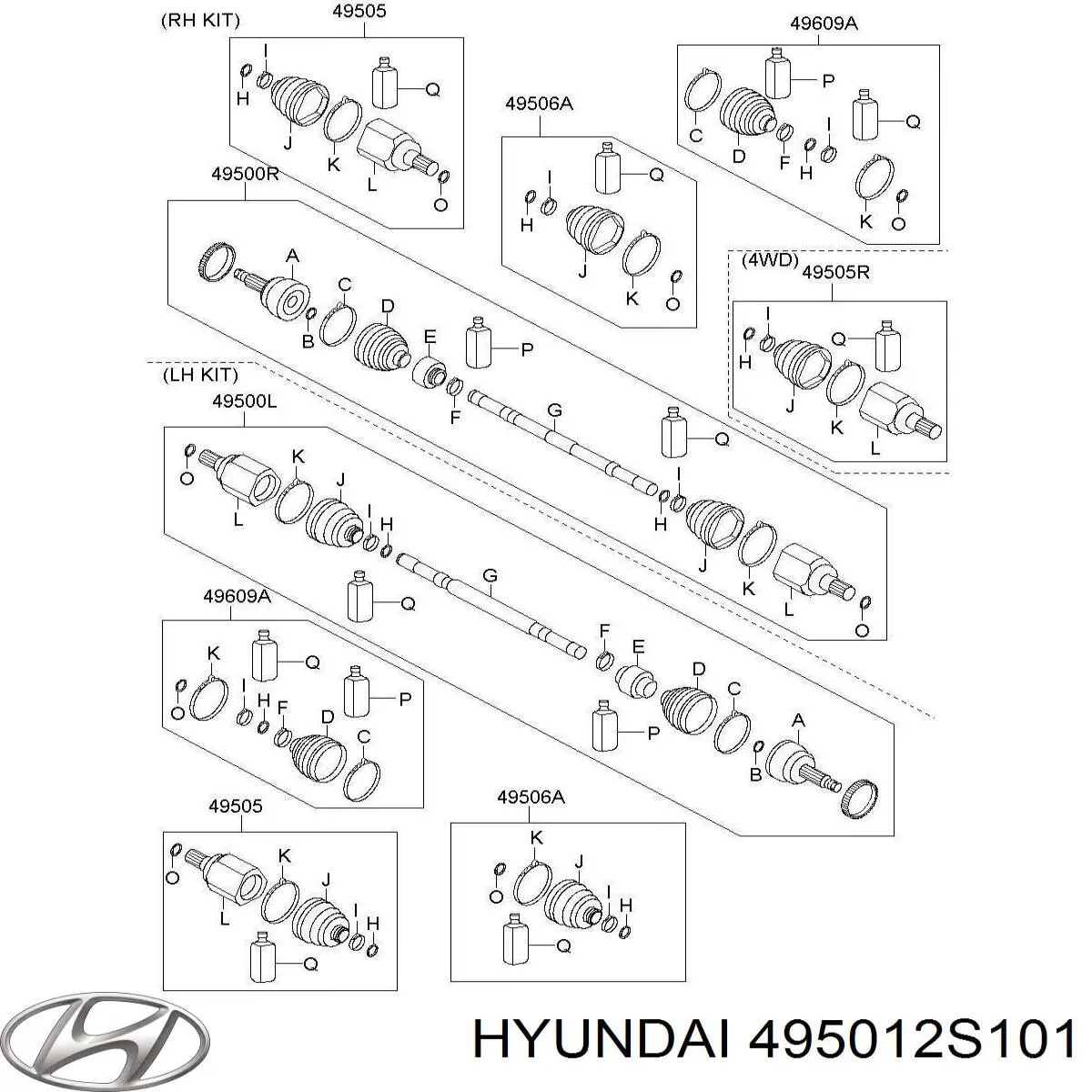  Hyundai/Kia 495012S101 ціна, від 46.79 USD