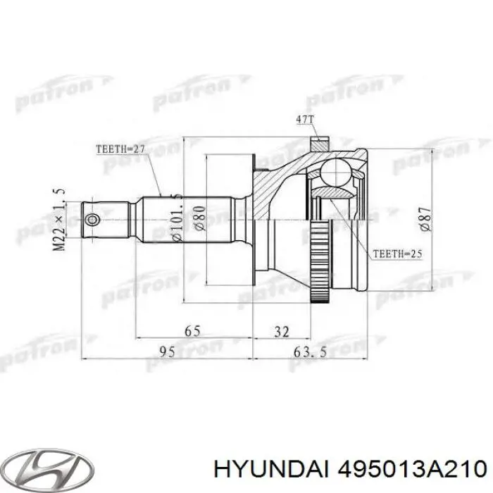 Вісь передня Hyundai/Kia 495013A212 ціна, від 39.14 USD