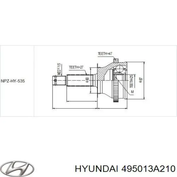 Піввісь (привід) передня Hyundai Trajet (FO) (Хендай Траджет)