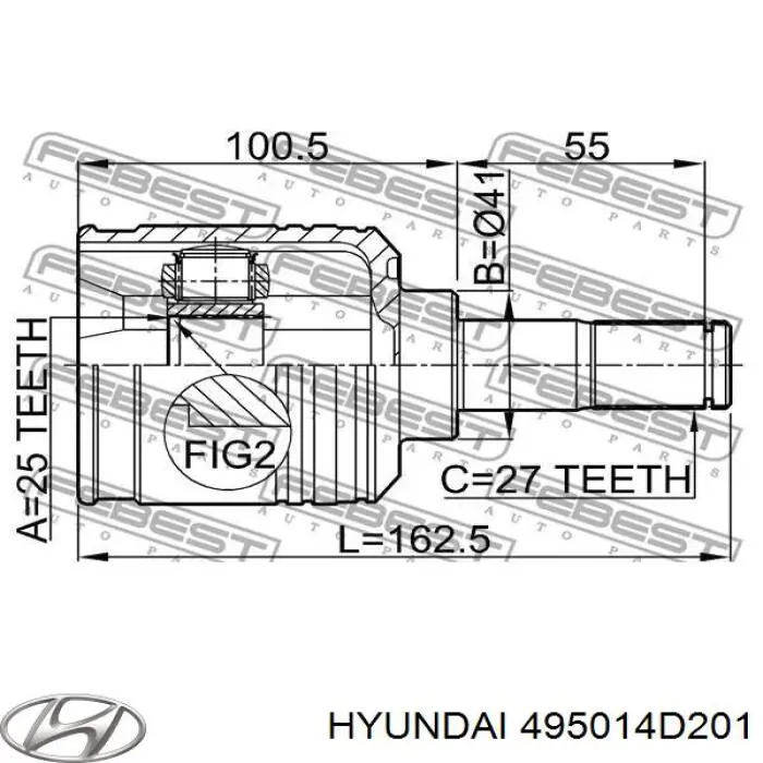 ШРУС зовнішній передній 495014D201 Hyundai/Kia