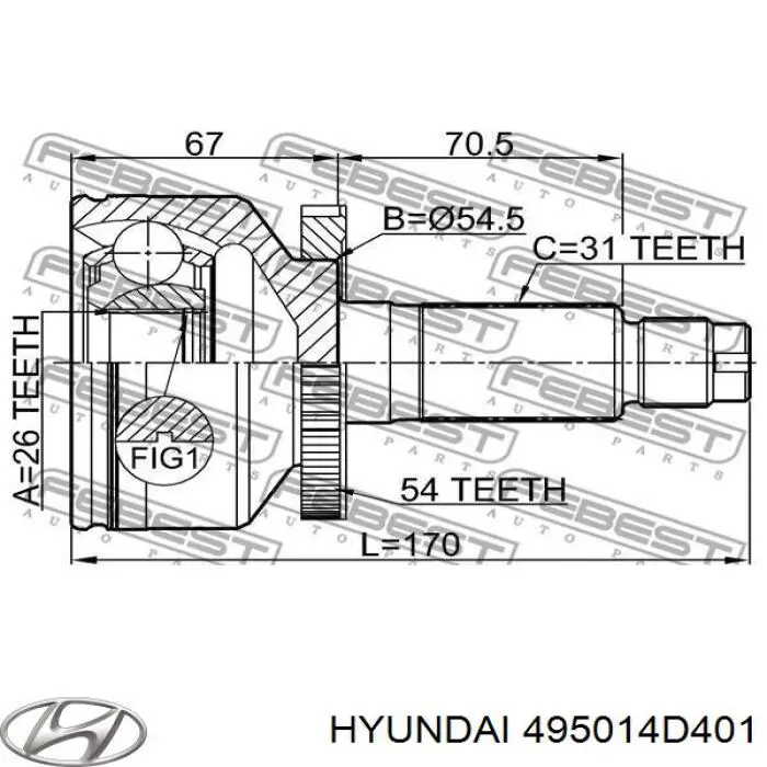495924D400 Hyundai/Kia пильник шруса внутрішній лівий