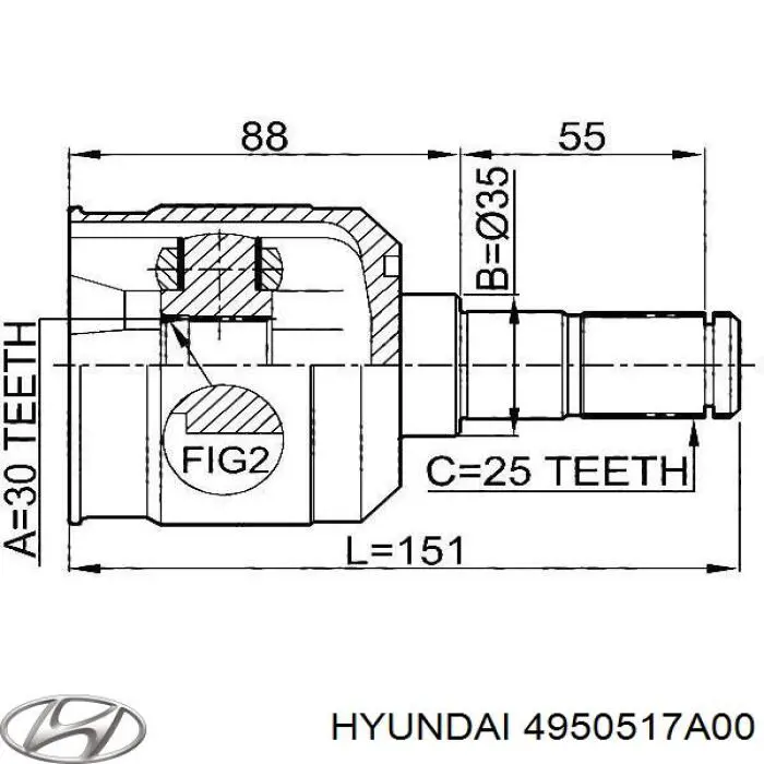 4950517A00 Hyundai/Kia шрус внутрішній, передній