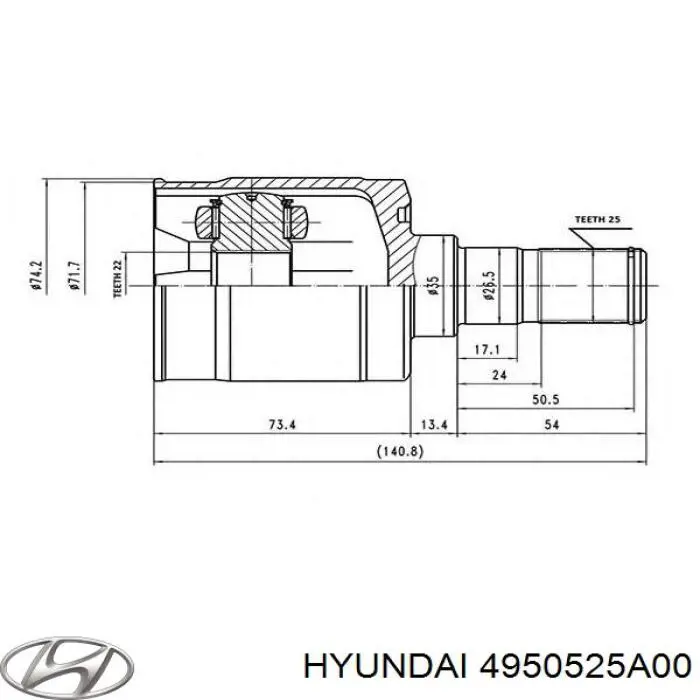 4950525A00 Hyundai/Kia шрус зовнішній передній