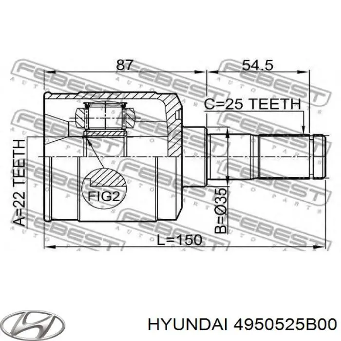 ШРКШ внутрішній, передній Hyundai/Kia 4950525B00 ціна, від 20.93 USD
