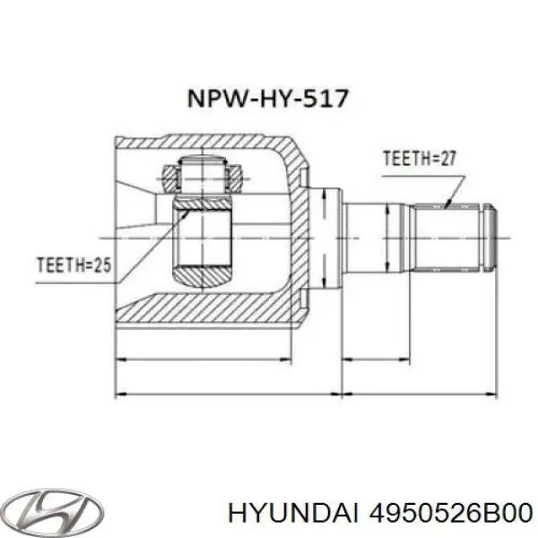 4950526B00 Hyundai/Kia шрус внутрішній, передній