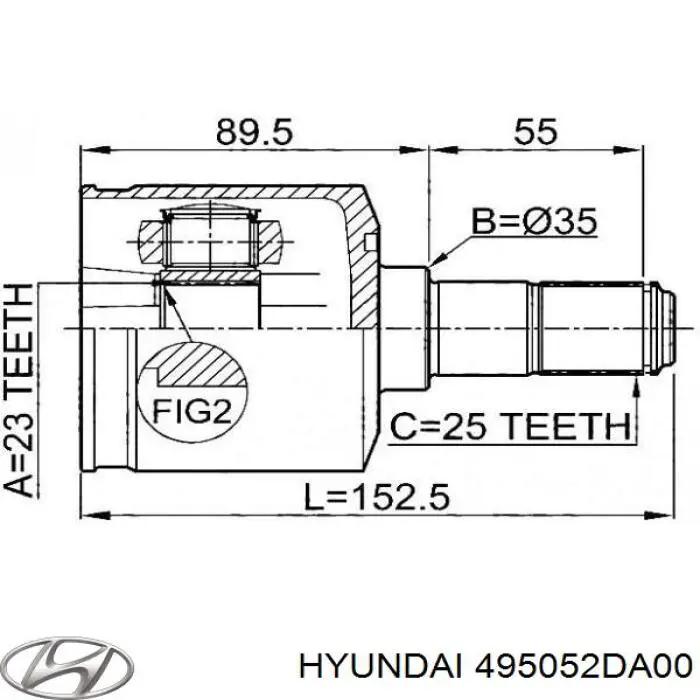 ШРУС внутрішній, передній HYUNDAI 495052DA00