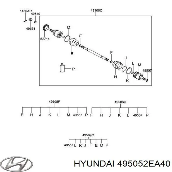 ШРУС внутрішній, задній Hyundai/Kia 495052EA40 ціна, від 28.36 USD