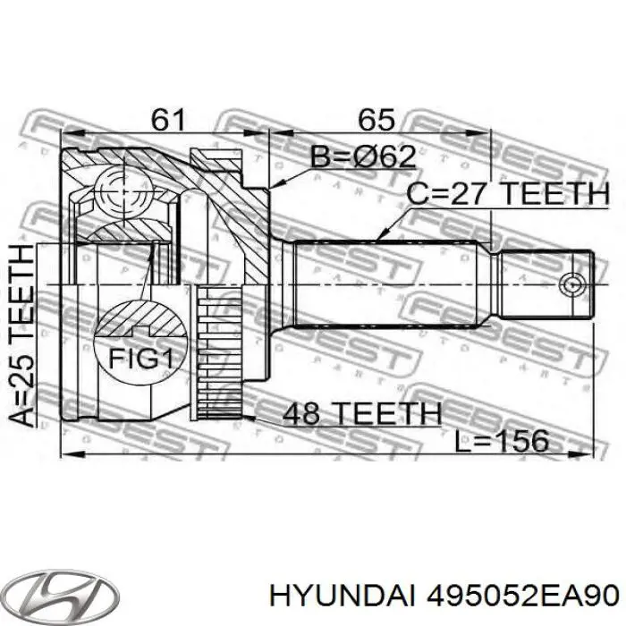 Шарнір кутових швидкостей передній лівий Market (OEM) XX495052EA90 ціна, від 35.93 USD