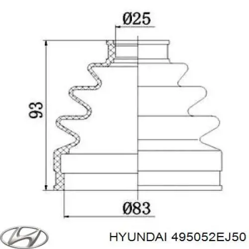ШРКШ внутрішній, передній, правий Hyundai/Kia 495052EJ50 ціна, від 57.91 USD