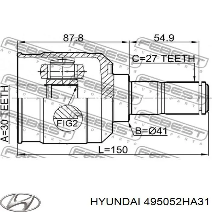 495052HA31 Hyundai/Kia ШРКШ внутрішній, передній