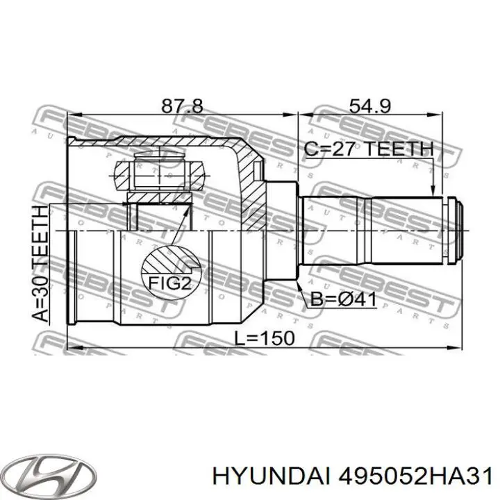 ШРУС внутрішній, передній HYUNDAI 495052HA31