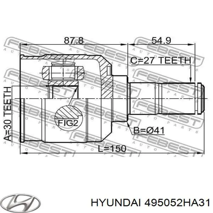 Купити 495052HA31 Hyundai/Kia Граната внутрішня ліва