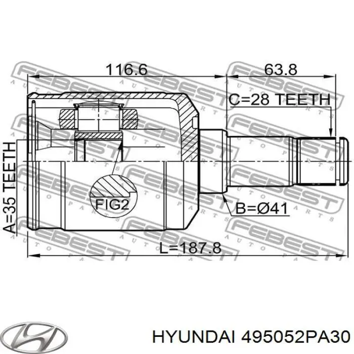 Купити 495052PA30 Hyundai/Kia Граната внутрішня, передня, ліва