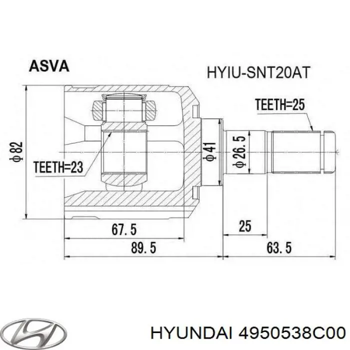 4950538C00 Hyundai/Kia шрус внутрішній, передній