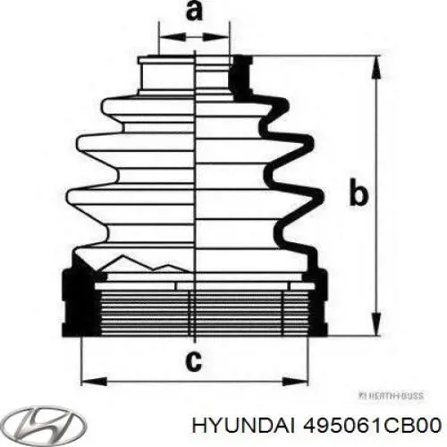 Пильник ШРУСа внутрішній, передній піввісі 495061CB00 Hyundai/Kia